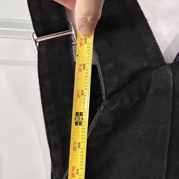 Women's Denim & Tulle Black Tiered Midi Dress Sz S Grunge Punk Gothic Overalls - Picture 9 of 12